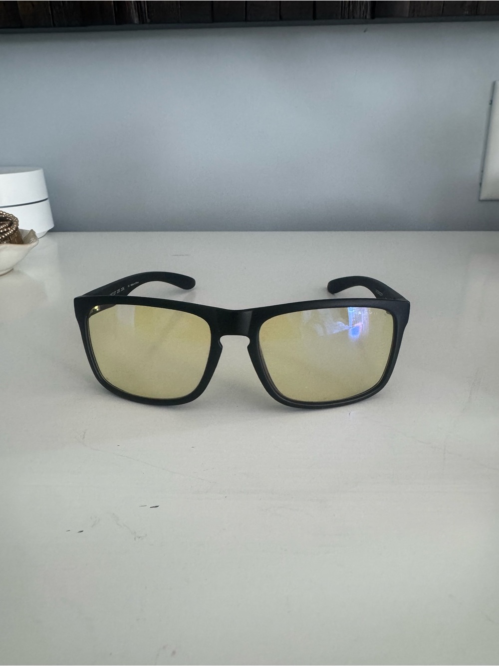 Black Frame Men's Glasses with Yellow-Tinted Lenses